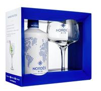 Nordés Gin, Premium Quality Gin, Confezione Regalo con Bottiglia da 700ml e Bicchiere Serigrafato Nordés, 40% Vol.