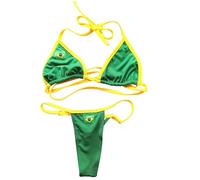 NORDESTINA - BBikini brasiliano Sexy - Micro Perizoma Fio Dental, Bikini Verde e Giallo, Costume da Bagno Sexy, Verde 1, M Pequeño
