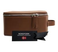 Nordform Carrier - Compact Travel Organizer with YKK Zippers, Full-Grain Leather, Robust Lining and Multiple Compartments - Toiletry Bag & Care Organizer for Men and Women - Mocha