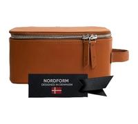 Nordform Carrier - Compact Travel Organizer with YKK Zippers, Full-Grain Leather, Robust Lining and Multiple Compartments - Toiletry Bag & Care Organizer for Men and Women - Cognac