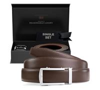 Nordform Set di cinture in pelle premium da uomo, senza fori, cricchetto regolabile, fibbia antigraffio, qualità scandinava, lavoro e tempo libero, marrone, 135 cm