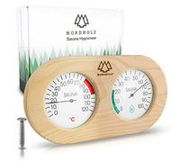 NORDHOLZ® Igrometro termometro per sauna, in legno - Display preciso e facile da leggere per la corretta temperatura e umidità dell'aria - Igrometro per sauna - Accessori per sauna di alta qualità