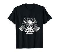 Nordic Battle Axe Art Runic Warrior Emblema Maglietta