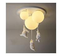 Nordic Cartoon Chandelier Cute Polar Bear Pendant Light Foyer Glass Flush Mount Lighting Fixture Ceiling Lamp for Bedroom Kitchen Island Room