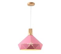 Nordic Colorful Lampshade Chandelier, Personalized Hanging Lights, Fashion with Wood, Creative Single Head Pendant Lamp, Lighting Fixture for Restaurant, Dining Room, Bedroom, Kitchen, B