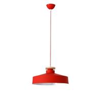 Nordic Countryside Ceiling Chandelier, Color Pendant with Wood Hanging Lamp, Personalized Single-Head Light Fixture for Restaurant, Dining Room, Bedroom, Kitchen, Bar(Red,40cm)