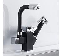 Nordic Creative Miscelatore per lavello da cucina con rotazione a 360° Testa di spruzzo per bidet estraibile nera Rubinetto in ottone Bagno Acqua calda fredda Rubinetto per lavabo doppio per hotel