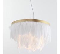 Nordic Feather Light Ins Style Post-Modern Warm Feather Chandelier Creative Wedding Room Bedroom Living Room Lights Hanging (Body Color : White Wattage : Diameter 40cm) (Diameter 50cm White)