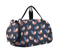 Nordic Ghostly Fox Blue Gym Duffel Bag con scomparto per scarpe multifunzionale sport pernottamento borsa da viaggio per viaggi, nuoto, danza, balletto bolsa de viaje para mujer