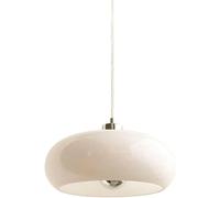 Nordic Glass Circular Suspension Wire Chandelier Mid Century White Light Adjustable Length Home Decoration Pendant Lamp for Dining Room Bedroom Kitchen