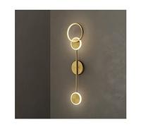 Nordic Gold Indoor Wall Lamp LED for Bedroom Bedside Background Light Fixture Metal Creative Wall Sconce Room Decor Lighting (Color : Brushedblack Size : Warmlight) (Brushedbrass Warmlight)