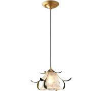 Nordic Home Decoration Glass Chandelier Retro Rustic Bronze Iron Art Flowers Light Farmhouse Gold Pendant Lamp for Dining Room Living Foyer Kitchen Island Entryway