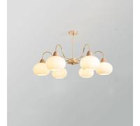 Nordic Home Decoration Large Milk Glass Sputnik Chandelier Mid Century Semi Flush Mount Ceiling Antique Lamp Wood Farmhouse Pendant Light Fixture for Living Room Bedroom