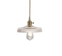 Nordic Lampada a Sospensione Paralume in Vetro Intagliato Apparecchio in Ottone Lampada a Sospensione a Testa Singola 9" Soffitto Colore Morbido Illuminazione a Mosaico Lampadario per Sala da