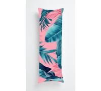 Nordic Leaf Body Pillow Cover 16x47 Inch, Durable Velvet pillow Case Pink, Long body Pillow case cover Soft Breathable, Decorative Bolster Pillowcase for Hotel Couch Bedroom