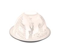 Nordic Light Paralume Shade, Porta Tealight Scene Londra, Piatto, Pizzo Idea Regalo, Accessori per candela, Porcellana non smaltata, Motivo Bianco, Taglia Unica