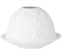 Nordic Light - Portacandele con paralume e piatto, per soggiorno di cani, tavolo da pranzo, accessori per la casa, in porcellana, taglia unica, motivo bianco