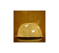 Nordic Light Shade, Stencil Butterfly Tealight Holder Piatto, Pizzo Idea Regalo Idea Accessori Candele, Porcellana, 9x9x9cm