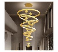 Nordic Luxury Gold Frame Crystal Rings Large Chandelier | For High Ceiling Staircase Villa Lobby Duplex Foyer