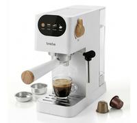 briebe Nordic Macchina Caffè Espresso 20 Bar, Compatibile con Capsule Nespresso e Caffè Macinato Semiautomatica Professionale 1350W, Montalatte, Display Touch, 1,2L, Design Scandinavo, Bianco