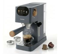 briebe Nordic Macchina Caffè Espresso 20 Bar, Compatibile con Capsule Nespresso e Caffè Macinato Semiautomatica Professionale 1350W, Montalatte, Display Touch, 1,2L, Design Scandinavo, Grigio