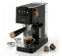 briebe Nordic Macchina Caffè Espresso 20 Bar, Compatibile con Capsule Nespresso e Caffè Macinato Semiautomatica Professionale 1350W, Montalatte, Display Touch, 1,2L, Design Scandinavo, Nero