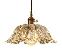 Nordic Minimalist E27 Screw Flush Mount Pendant Light - Elegant Flower Head Glass Chandelier for Hallway, Living Room, and Island Lighting