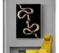 Nordic Minimalist Wall Art Black Gold Snake Animale a sangue freddo Poster Home Camera da letto Soggiorno Immagine Decor 60x80cm Senza cornice