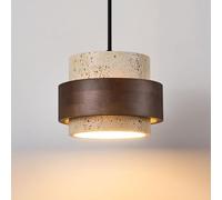 Nordic Natural Stone Light Marble Wabi-Sabi Pendant Lighting Kitchen Island Wood Mid Century Hanging Lamp Rustic Industrial Farmhouse Chandelier for Bedroom Dining Table Hallway