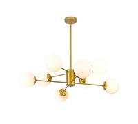 Nordic Palla Lampadario,Soffiato A Mano Tonalità Di Vetro Lampada A Sospensione Metà Secolo Lampadario Ottone Finiture Soffitto Plafoniera Moderna Sputnik Plafoniera Dorato 8 Luci