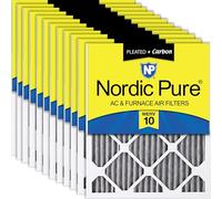 Nordic Pure 12 x 20 x 1 MERV 10 Pieghe Plus Carbon AC Furnace Air Filters, 12 pezzi, 12 pezzi