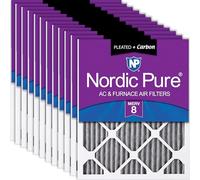 Nordic Pure 14 x 24 x 1 pm8 C-12 pieghettato Merv 8 Plus Carbon AC forno di filtri (confezione da 12), 35,6 x 61 x 2,5 cm