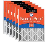Nordic Pure 16 x 24 x 4M15+C Filtro aria per forno a corrente alternata MERV 15 Plus Carbon AC Furnace, 6 pezzi