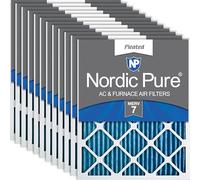 Nordic Pure 16 x 25 x 1 MERV 7 filtri aria a pieghe AC fornace, 12 confezioni, confezione da 12