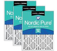 Nordic Pure 16 x 25 x 2 MERV 14 pieghettato Plus Carbon AC Furnace Air Filters 3 Pack