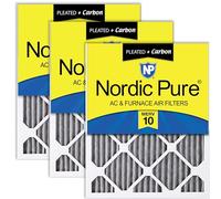 Nordic Pure 18 x 25 x 1 MERV 10 Pieghe Plus Carbon AC Furnace Air Filtri Aria 3 PACK, 3 Pezzi