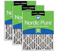 Nordic Pure 20 x 25 x 2 MERV 13 pieghettato Plus Carbon AC Furnace Air Filters 3 Pack