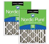Nordic Pure 20 x 25 x 4 (19_1/2 x 24_1/2 x 3_5/8) filtri aria pieghettati MERV 13 Plus Carbon, confezione da 2