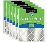 Nordic Pure 25 x 25 x 1 MERV 13 Plus Carbon Pieghe AC Furnace Air Filters, 25x25x1M13+C -6, confezione da 6