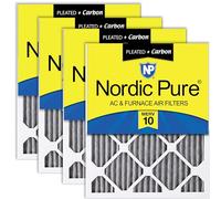 Nordic Pure Filtri dell'aria per forni MERV 10 pieghettati Plus Carbon, 14 x 24 x 1 (13_3/4 x 23_3/4 x 3/4) Confezione da 4