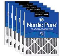 Nordic Pure Filtri dell'aria per forni MERV 12 pieghettati Plus Carbon, 16 x 25 x 1 (15 1/2 x 24 1/2 x 3/4), confezione da 6