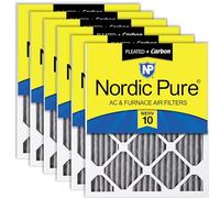 Nordic Pure Filtri dell'aria per forno a corrente alternata MERV 10 pieghettati Plus Carbon AC 14 x 24 x 1, 6 pezzi, 6 pezzi