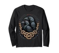 Nordic Raven Huginn & Muninn norreno Celtico retrò Mistico Maglia a Manica