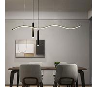 Nordic Restaurant LED Strip Wave Light Fixture Pendant Lighting Spotlight Dining Table Hanging Dimmable Kitchen Island Linear Chandelier