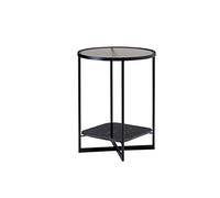 Nordic Round Double Corner Table Iron Marble Bedside Small Round Table Corner Coffee Table Light Luxury Sofa Glass Side (Color : Gold) (Black)
