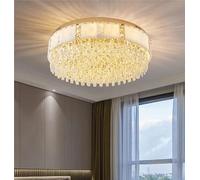 Nordic Round Gold Marble Crystal Ceiling Lights Big Bedroom Dining Room Rectangle Light Fixture Room-decor Luxury Lamps Lustres