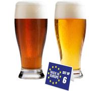 NORDIC SCHILLER Bicchieri Birra Vetro Pinta, Set 6, 570 ml, 100% SENZA PIOMBO Bicchieri Lager, Pilsner, Bicchiere per Longdrink, Beer Glasses