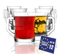 NORDIC SCHILLER Bicchieri per Caffè con Manico, Set of 12, 220 ml SENZA PIOMBO Bicchiere per Latte Macchiato, Cappuccino Bicchieri per Tè, Bicchieri per Vin Brûlé, Glass Tea and Coffee Mugs