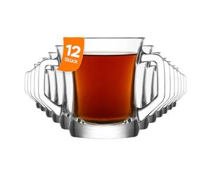 NORDIC SCHILLER Bicchieri per Caffè con Manico, Set of 12, 220 ml SENZA PIOMBO Bicchiere per Latte Macchiato, Cappuccino Bicchieri per Tè, Bicchieri per Vin Brûlé, Glass Tea and Coffee Mugs