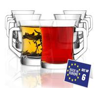 NORDIC SCHILLER Bicchieri per Caffè con Manico, Set of 6, 220 ml SENZA PIOMBO Bicchiere per Latte Macchiato, Cappuccino Bicchieri per Tè, Bicchieri per Vin Brûlé, Glass Tea and Coffee Mugs